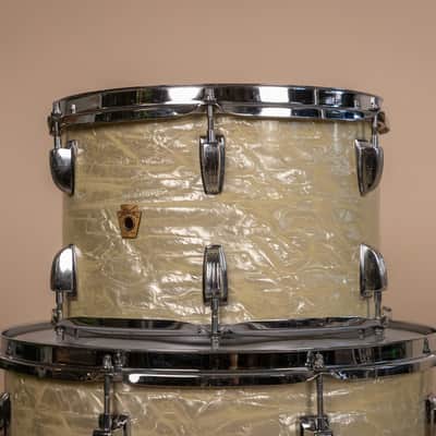 1960s Ludwig Rock Duo White Marine Pearl Drum Set image 16