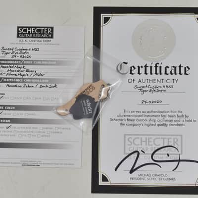 Schecter USA Sunset Custom-II HSS Guitar Tiger Eye Satin image 15