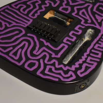 c. 1980s Schecter USA T-Style Body Dallas-Era HS Customized Black/Purple image 5
