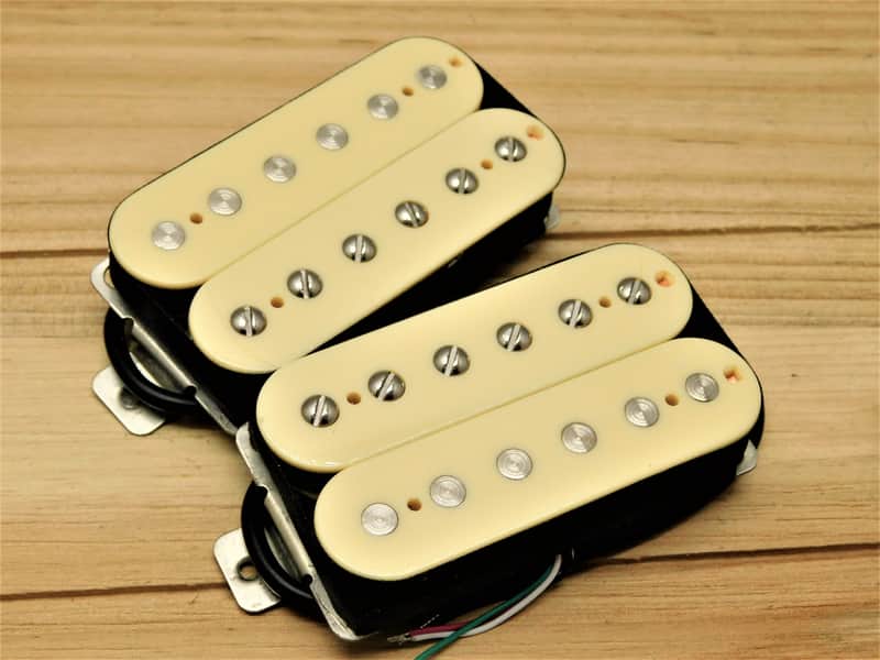 Guitar Madness Overwound Alnico II Humbucker Pickup Set Nickle Silver Base plates Cream image 1