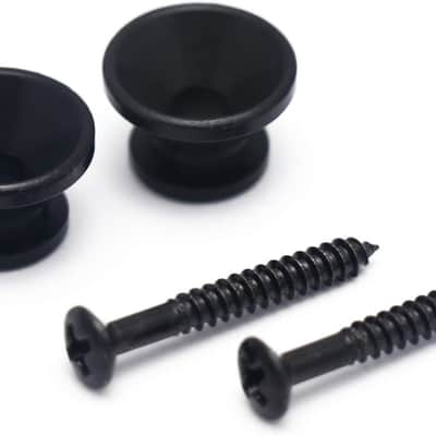 Guitar Strap Buttons Metal Guitar Strap Locks End Pins with Mounting Screws for Folk Acoustic Electric Guitar or Bass Ukulele Set of 2Pcs Bell Style. (Black) image 1
