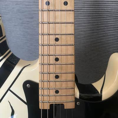 EVH Striped Series Electric Guitar - White with Black Stripes image 4