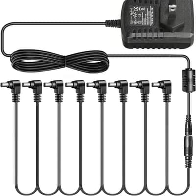 Guitar Pedal Power Supply DC 9V 1A (10mA -1000mA) Center Negative | External Positive Low Noise AC Wall Adapter With 1to8 Way Daisy Chain Cables Power Splitter for Most Guitar Effect Pedals image 1