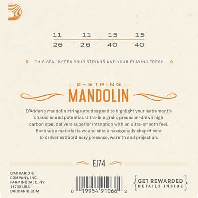 D'Addario EJ74 Phosphor Bronze Mandolin Strings, Medium, 11-40 image 3