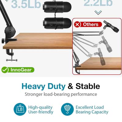 Microphone Arm Stand, Heavy Duty Mic Arm Microphone Stand Suspension Scissor Boom Stands With Mic Clip And Cable Ties For Snowball Hyper X Quadcast Solocast Fifine Gaming (Medium) image 5