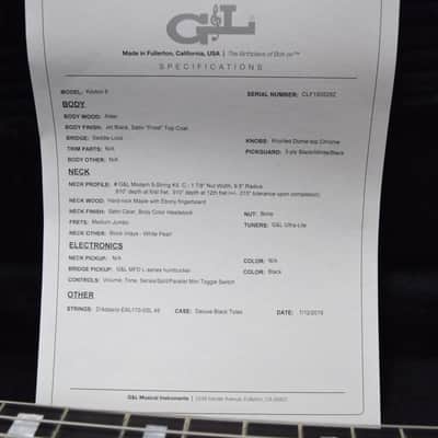 G&L Kiloton (5), Jet Black Frost w/ Ebony Board ***On Order ETA=November 2020 image 9