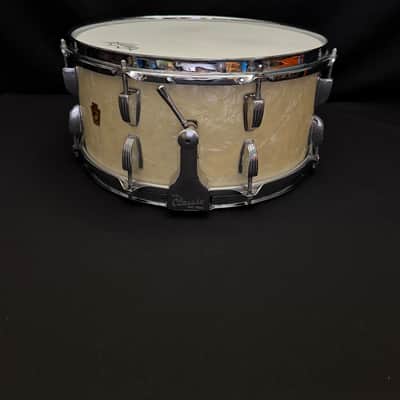 WFL Ludwig New Classic Ray McKinley 14" x 6,5" snare drum 1950's - White Marine Pearl image 5