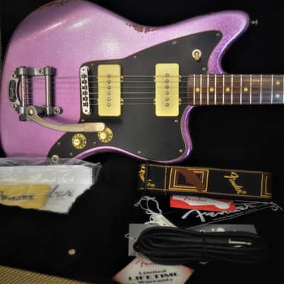 American Fender Jazzmaster Limited Edition Custom Heavy Relic Nitro Purple Sparkle image 3