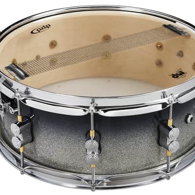 PDP Maple Snare Drum - Silver to Black Sparkle - Chrome 14" w/ Remo Head image 2