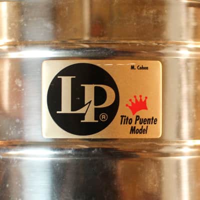 Used LP 14" Tito Puente Signature Rectangle Badge Stainless Steel Timbale image 2