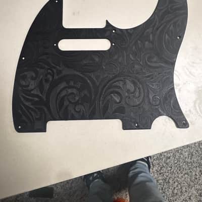 Custom TELECASTER Pickguard Black Embossed Floral Paisley 3D Engraved Parts image 4