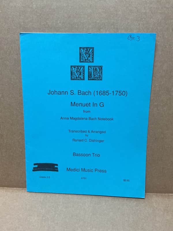 Medici Music Press Menuet In G from Anna Magdalena by J.S. Bassoon Trio image 1