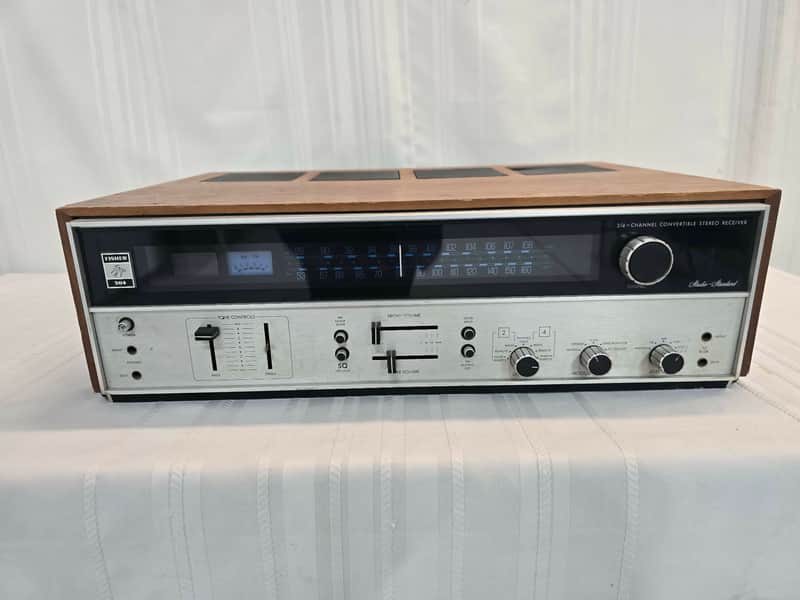 Fisher 304 2/4 Channel Stereo Receiver 1972 - Silver & Wood image 1