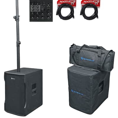 Rockville TITAN COLUMN 12 Pro/DJ Powered Array Speaker w/Subwoofer+Mixer+Cables image 1
