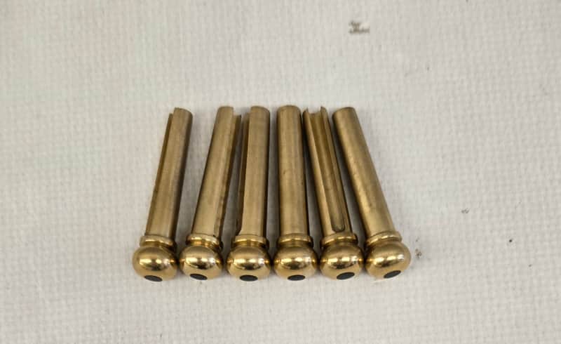 1 Set (6) Guyker Brass Pins Acoustic / Folk Guitar Bridge Pins image 1