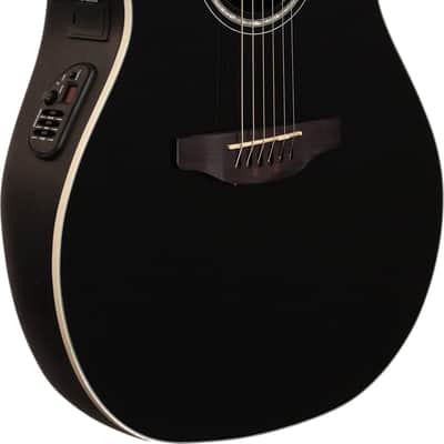 Ovation Celebrity Standard Mid Depth Acoustic-Electric Guitar, Black w/ Gig Bag and Guitar Stand image 2