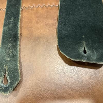 Guitar Center Vintage Leather Guitar Bass Strap -3.25" wide Black / Grey - Suede back- fixed ends image 9