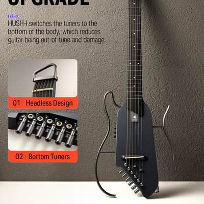 Donner HUSH™ I Acoustic-Electric Travel Guitar - Black image 5