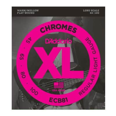 Daddario ECB81 Chromes Flatwound 4-String Bass Strings .45-.100 image 1