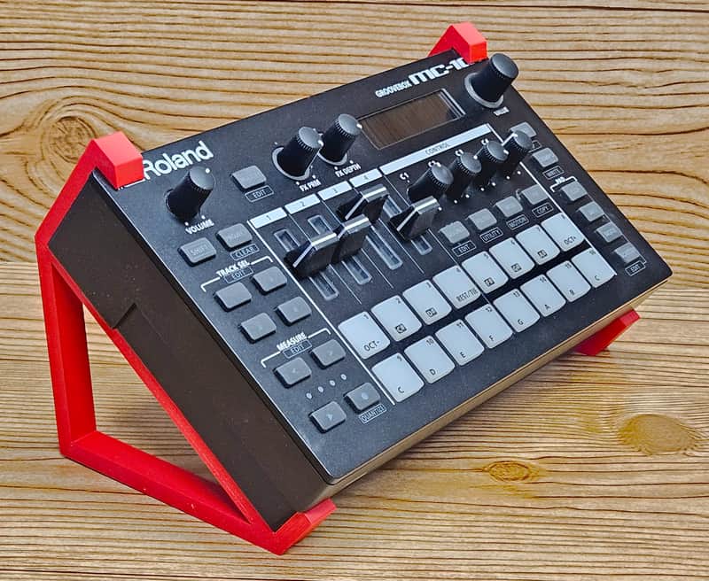 Red Color 35 Degree Angled Stands For Roland MC-101 Groovebox Synthesizers - Made in USA image 1