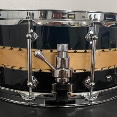 Craviotto Private Reserve 6.5 X 14 Maple Snare Drum 2023 Gloss  Lacquer Piano Black/Natural/Piano Black with Dual Maple Inlay One Board Steam Bent. Unplayed New Condition image 2