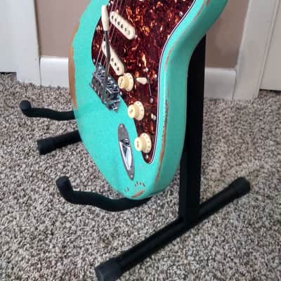 Sawtooth ES Alder Body Relic Surf Green Stratocaster with New Padded Gig Bag and Leather Strap image 20