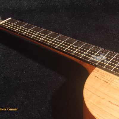 Handmade ArchBack Travel Guitar Solid Spalted Maple, Mahogany, Cutaway, Angel Inlay, Soft-bag Bruce Wei LTG-002 image 4