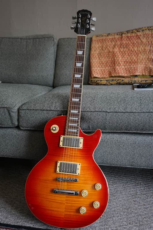 1995 Epiphone Les Paul LP 300 w/ Pearly Gates Samick Factory Cherry Sunburst w/ hard case image 1