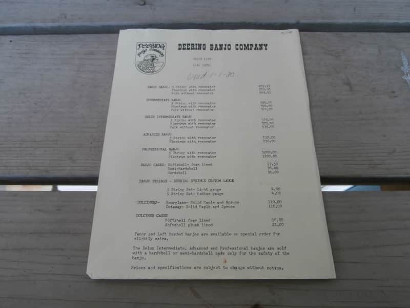 Vintage May 1979 Deering Banjo Price List! Rare, Original Case Candy, Paperwork! image 1