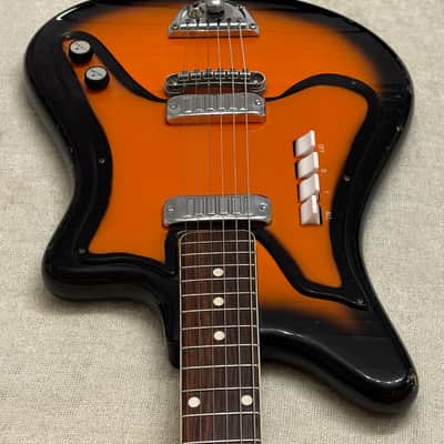 1960’s D’Scala Deluxe Electric Guitar Orange & Black Made in Italy Rare Bizarre + Case image 4