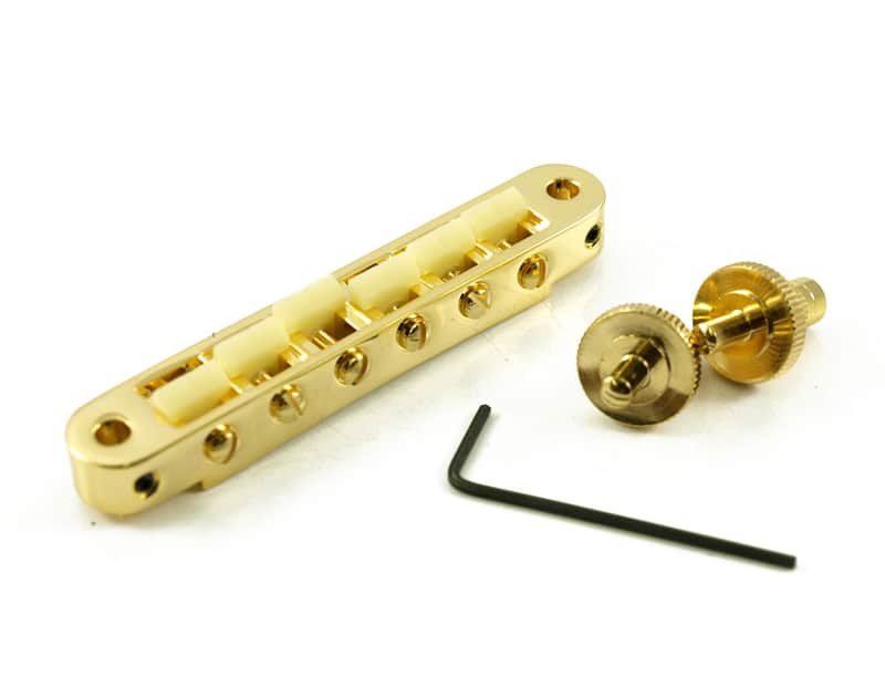 TonePros Standard Tune-O-Matic Bridge With Small Posts & "G Formula" Saddles Gold image 1