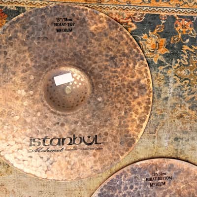 RARE Dark Raw Unlathed ISTANBUL Mehmet TURK 15” Hihats 1196 1438 g PERFECT! Deep Organic! image 5