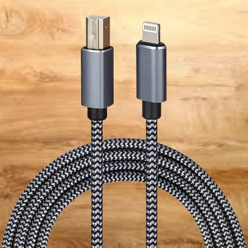 Lightning to MIDI Cable USB OTG Type B Cable for Select iPhone, iPad Models for Midi Controller, Electronic Music Instrument, Midi Keyboard, Recording Audio Interface, USB Microphone (6FT) image 1