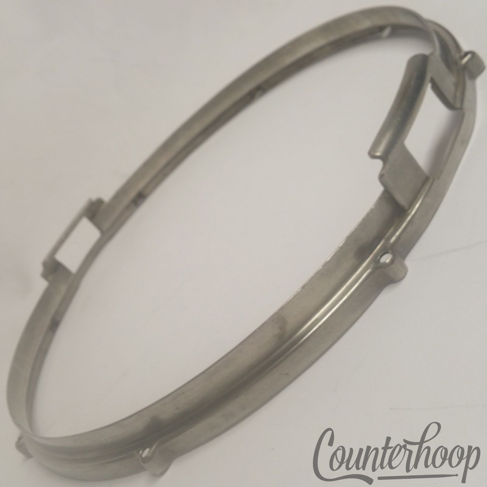 Ludwig Silver Anniversary Nickel 14"Snare Drum Rim Resonant Hoop 8-Lug NOB Brass — main photograph