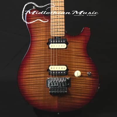 Ernie Ball Music Man Axis - 6-String Guitar - Roasted Amber Flame Gloss Finish w/Case image 2