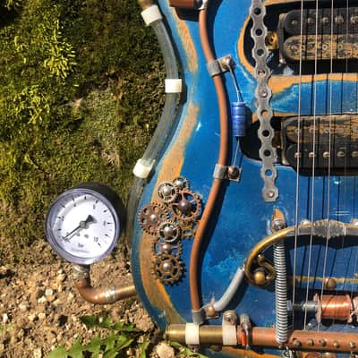 handmade telecaster blue/steampunk image 4