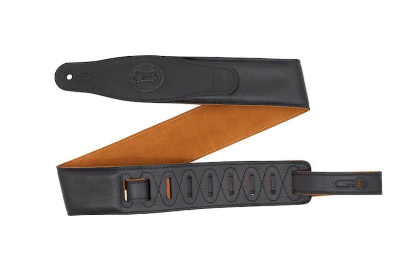 Levy's 2.5"" Black Padded Leather Guitar Strap w/Honey Suede Backing image 1
