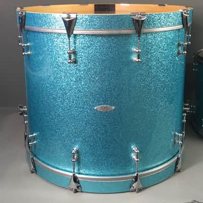 C&C Custom Drum Set Cardwell Drums USA Order Made 10/14/22 CC Rock Kit Turquoise Sparkle American Maple Shells Tube Lugs image 17