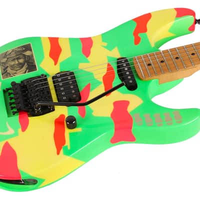 1989 ESP Kamikaze 4 IV Fluorescent Green George Lynch NAMM Model Banana Headstock image 5