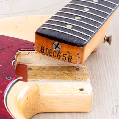 1966 Fender Musicmaster Offset Vintage Guitar Olympic White, Slab Brazilian Board w/ Case image 17