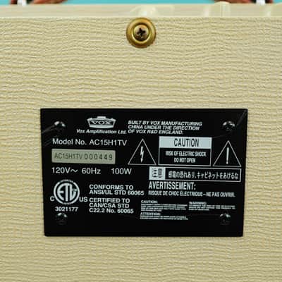 Vox AC15H1TV 50th Anniversary Hand-Wired Heritage Collection 15-Watt 1x12" Guitar Combo 2007 - Tan image 6