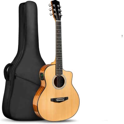36-Inch Acoustic Electric Guitar Kit, 3/4 Size Cutaway Guitar Bundle with Gig Bag for Kids Beginners, Natural Top image 3