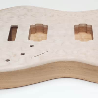 Shepard Custom Guitars Custom Stratocaster Body Semi-hollow Backroute F Hole Optional Quilted Maple Top On 1pc Mahogany 2026 - Unfinished image 5