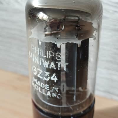 Ultra rare 1959  "A"NOS PHILIPS AMPEREX  GZ34 5AR4 double D GETTER f33 SMOOTH PLATE from SITTARD made ! PERFECT  balance super strong  Miniwatt label like Mullard image 5