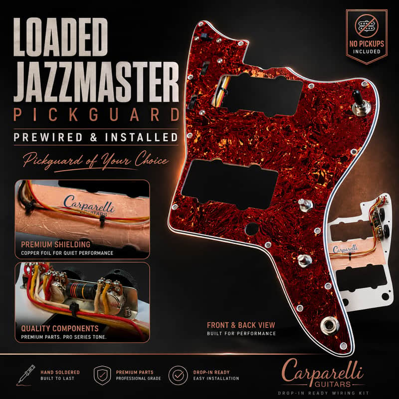 Carparelli Loaded Jazzmaster® Pickguard Wiring Kit – Prewired & Installed on Your Choice of Pickguard image 1