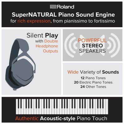 Roland FP-30X | Slim & Stylish 88-Note Digital Piano | Rich Tone & Authentic Ivory-Feel | Built-In Powerful Amplifier & Stereo Speakers | Onboard Sounds | Bluetooth & MIDI Connectivity | Black image 6