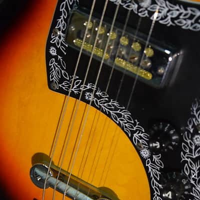 Schafer EG901 Teisco Tulip Sunburst  Electric Guitar with Gold Foil Pickup MIJ image 2