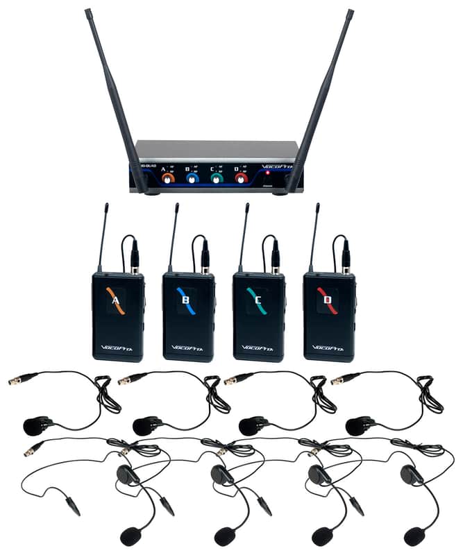 VocoPro Digital-Quad-B  Four Channel UHF Digital Wireless Headset & Lapel Microphone image 1