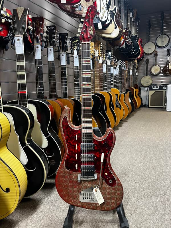 Hofner Galaxie 176 Red Brocade-Texture Vinyl 1960s Electric Guitar image 1