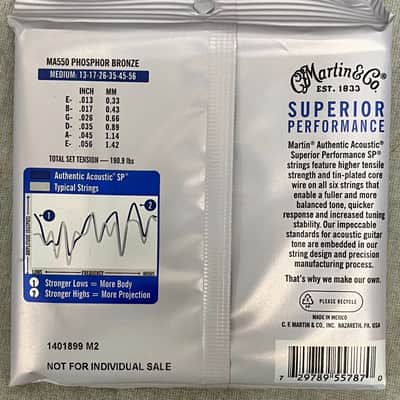 Martin MA550 SP Phos Bronze Auth Guitar Strings Medium 13-56 (3 PACK) image 3